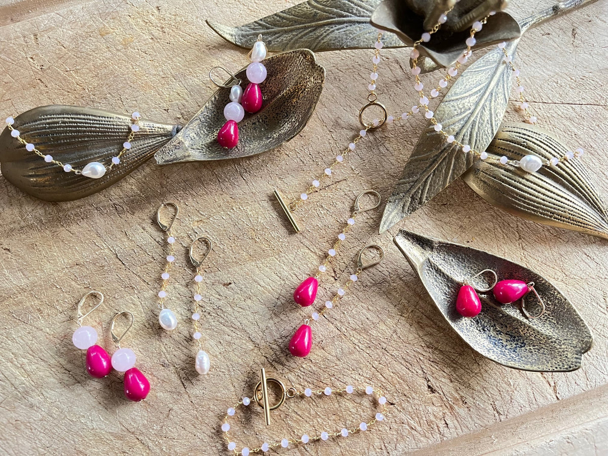 Valentina Candy Jade & Rose Quartz Earrings SALOME designs
