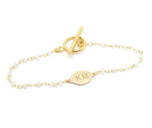 Monogrammed Moonstone Bracelet