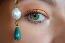 Penelope Malachite and Baroque Pearl Earrings