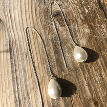 Girl With A Pearl Threader Earrings - Silver