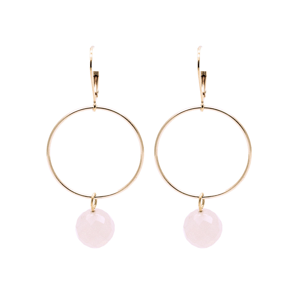 Bridal Collection Lorna Drop Hoop Rose Quartz Bead Earrings