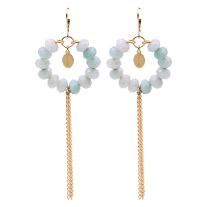 Bridal Collection Tribal Aquamarine Fringe Earrings